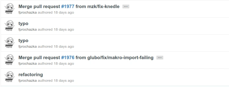 A messy git history view with commits of fixing, merge pull and refactoring.